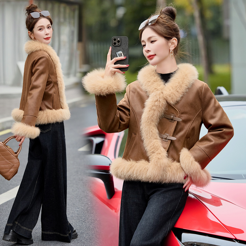 Duck down winter splice down coat suede fox fur fur coat