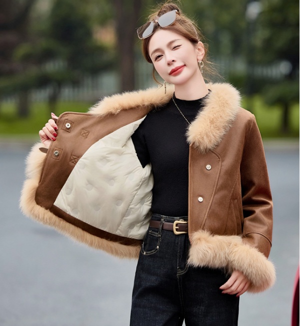 Duck down winter splice down coat suede fox fur fur coat