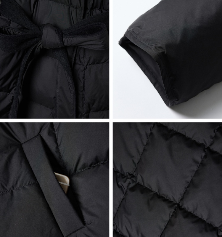 Splice temperament woolen coat winter two-sided down coat