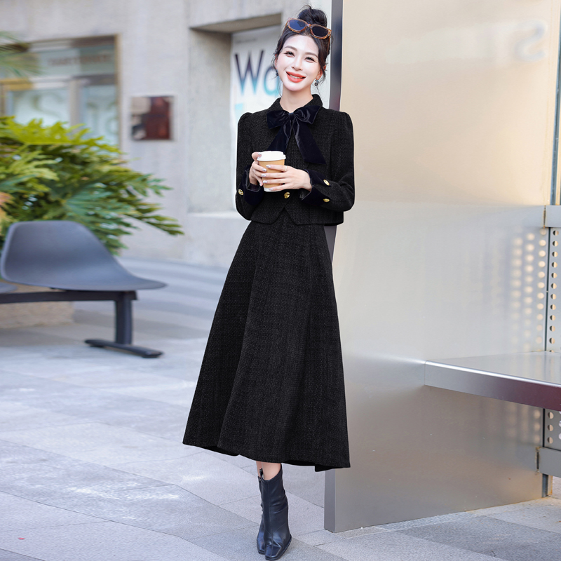 Chanelstyle evening dress temperament long skirt 2pcs set