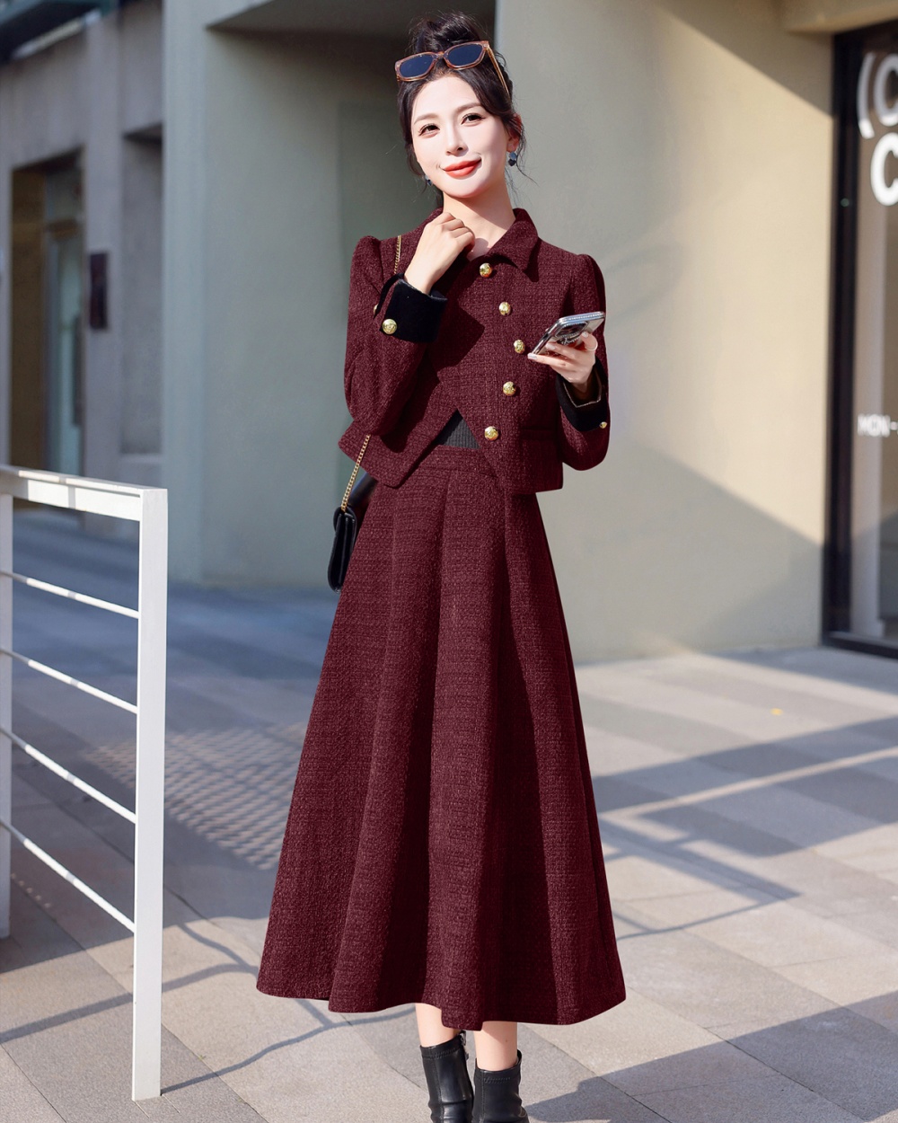 Chanelstyle evening dress temperament long skirt 2pcs set