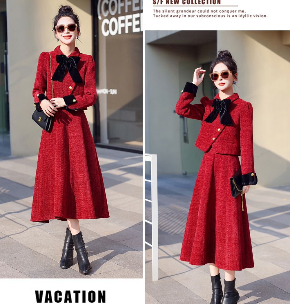 Chanelstyle evening dress temperament long skirt 2pcs set