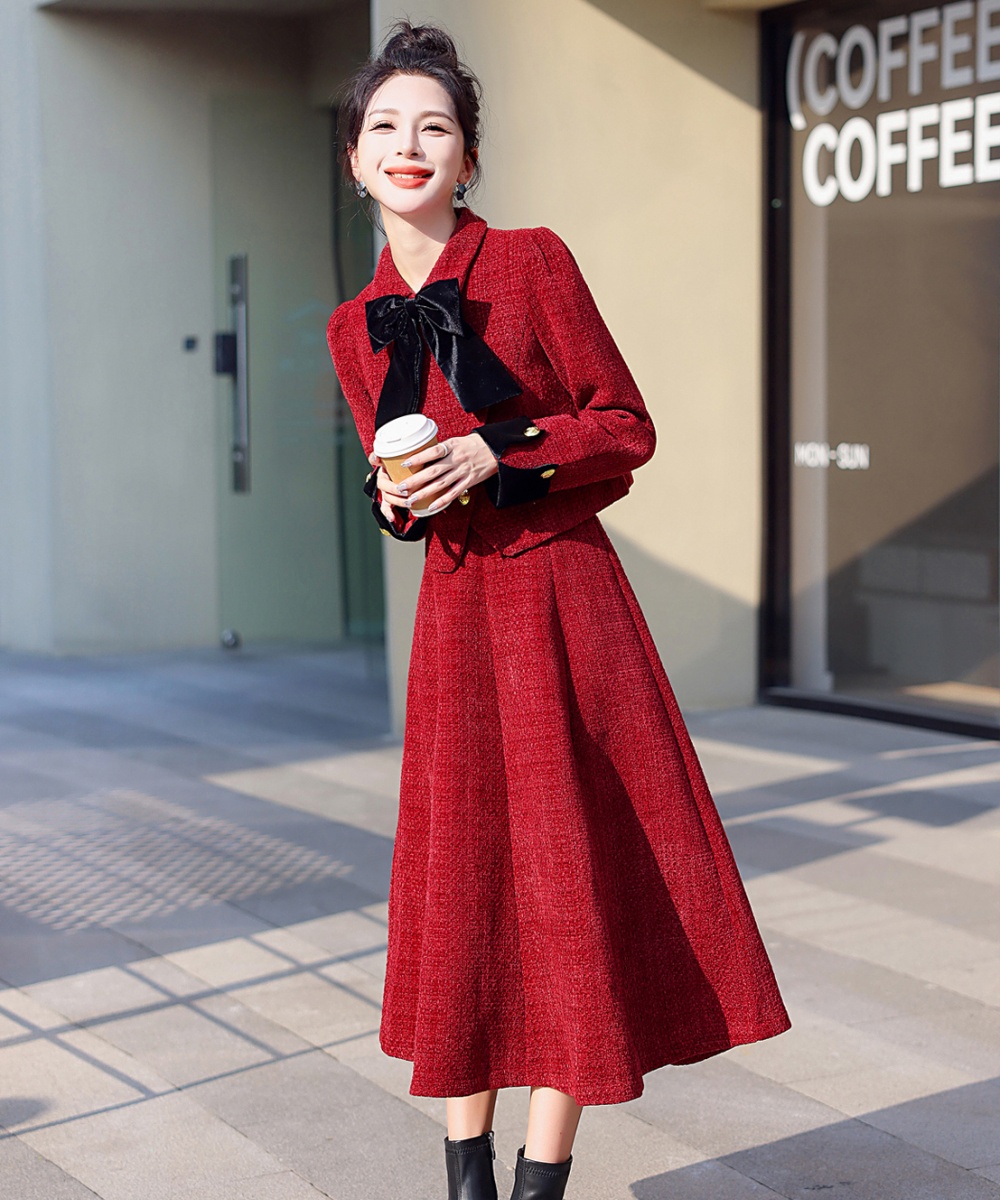 Chanelstyle evening dress temperament long skirt 2pcs set