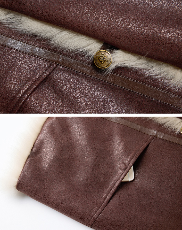 Fur collar imitation of fox parka suede fur coat for women