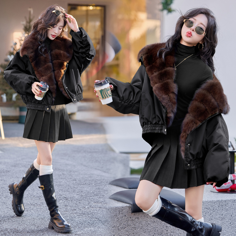 Winter fox fur goose large fur collar down coat