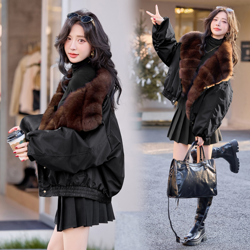 Winter fox fur goose large fur collar down coat