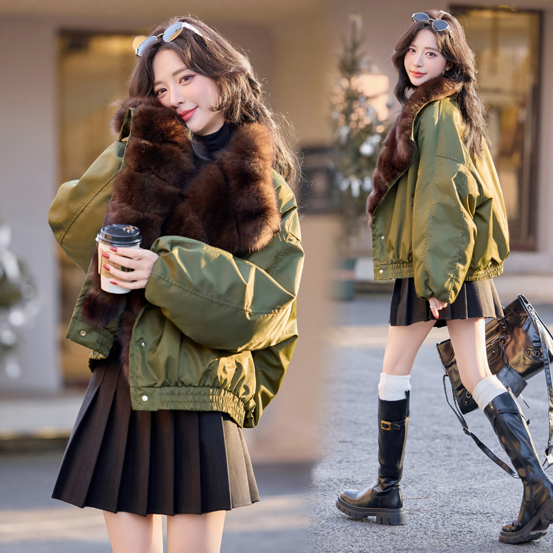 Winter fox fur goose large fur collar down coat