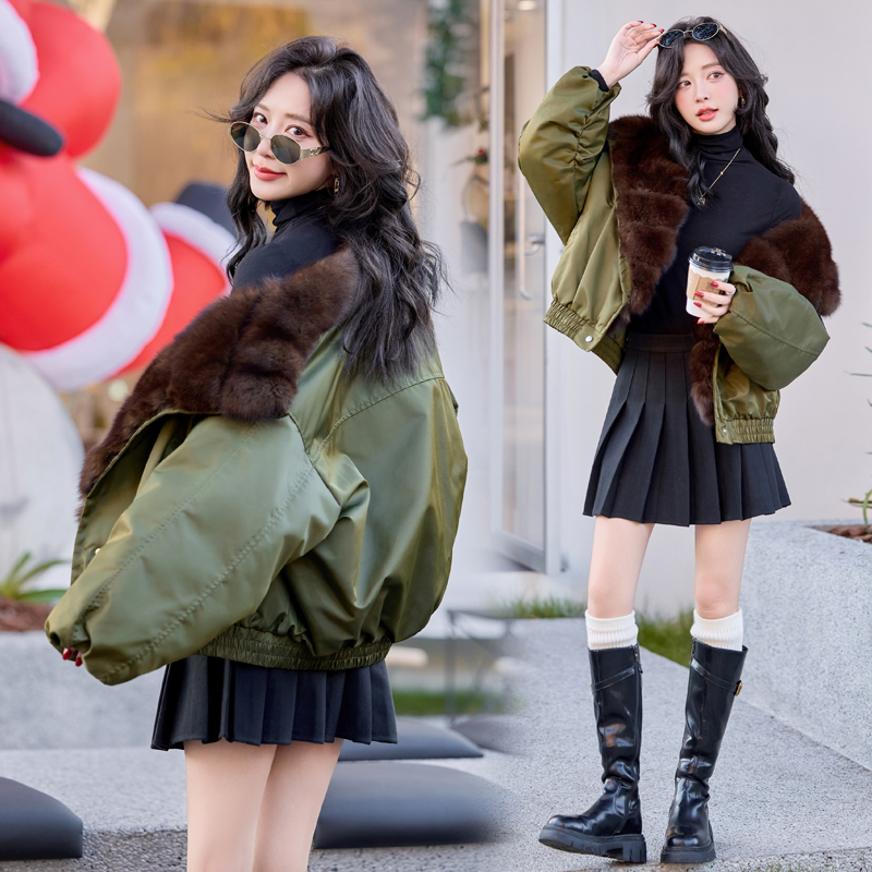 Winter fox fur goose large fur collar down coat