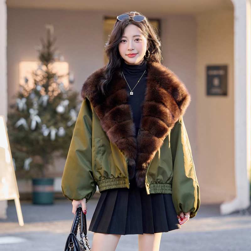 Winter fox fur goose large fur collar down coat