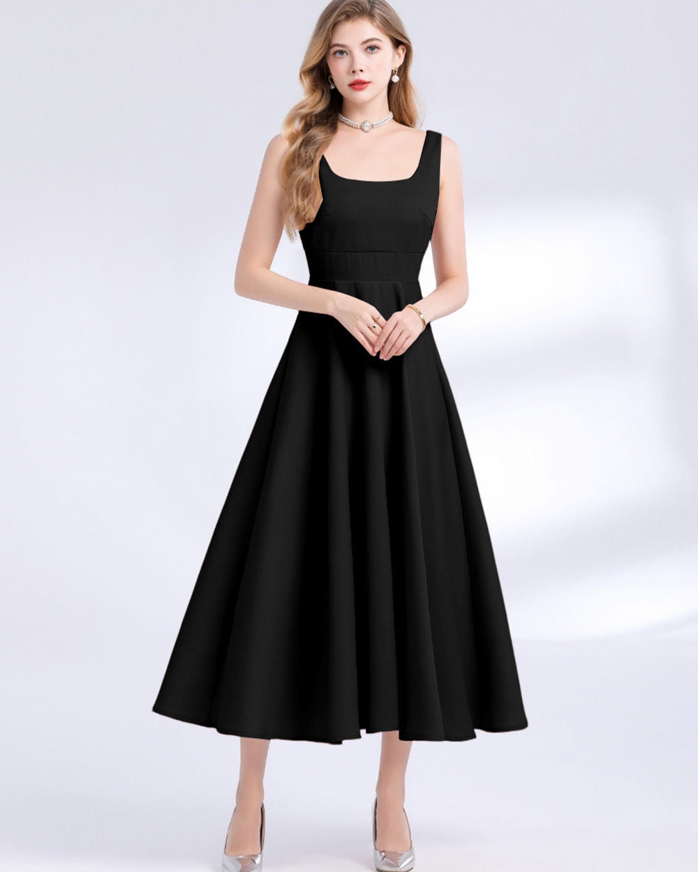 Big skirt pinched waist dress sleeveless Sexy underwear