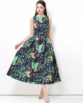 Pinched waist stereoscopic high waist A-line dress