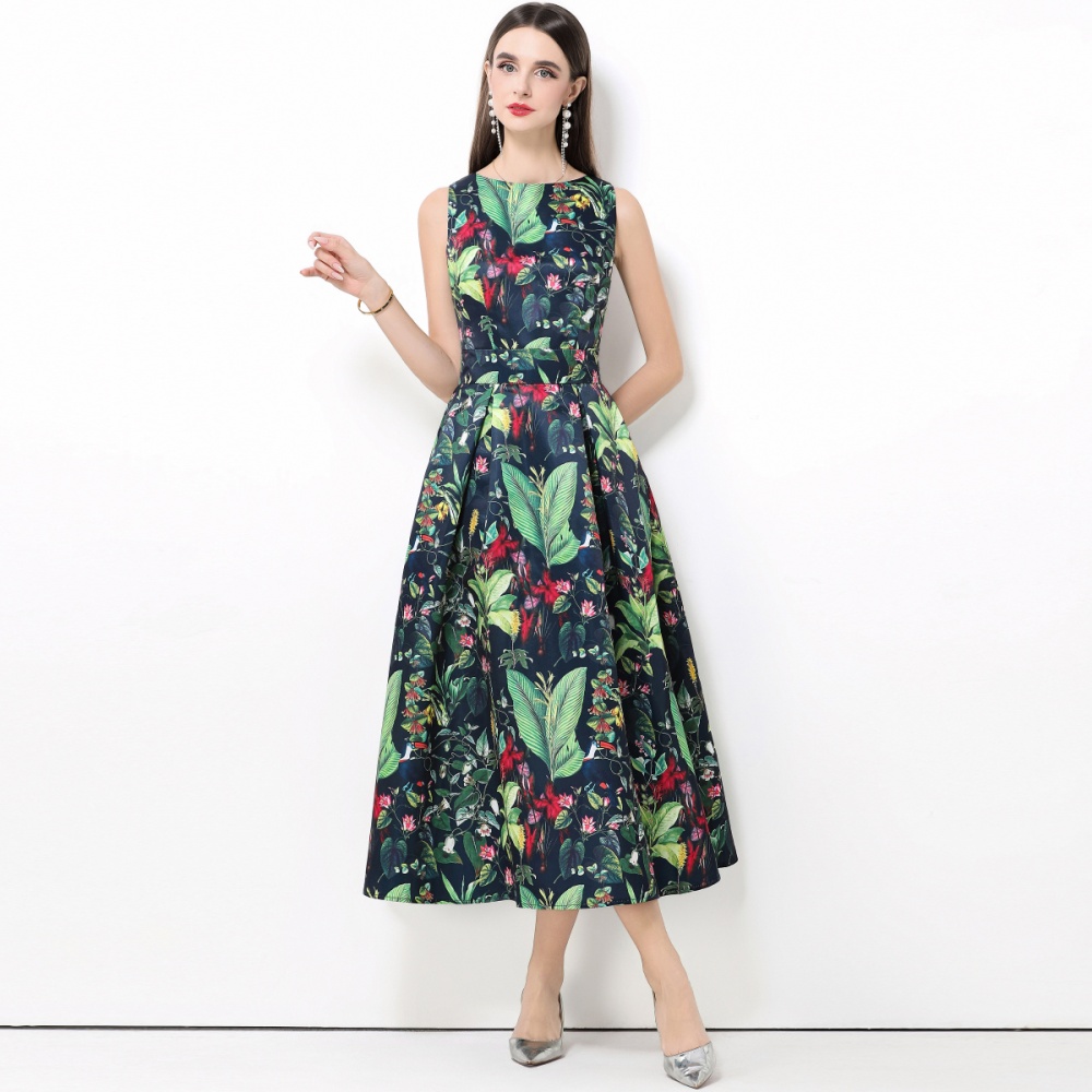 Pinched waist stereoscopic high waist A-line dress