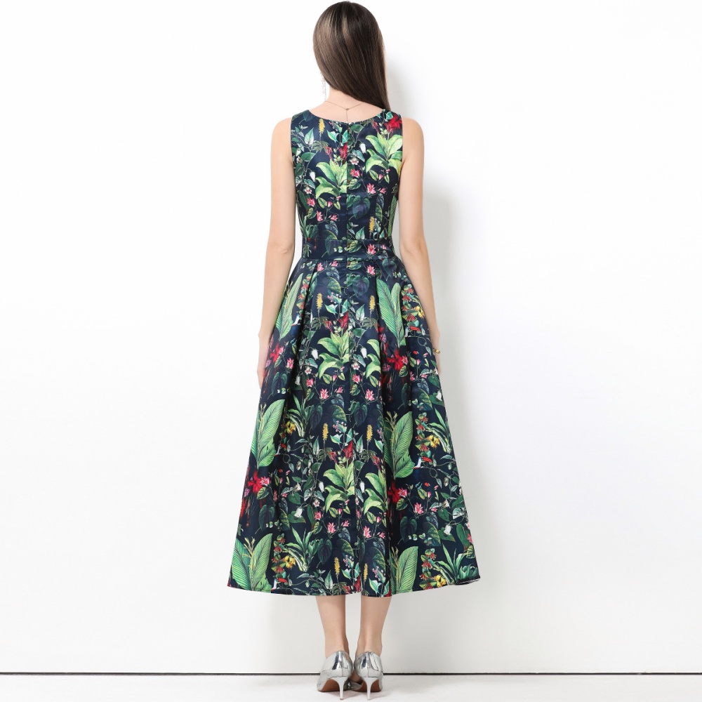 Pinched waist stereoscopic high waist A-line dress