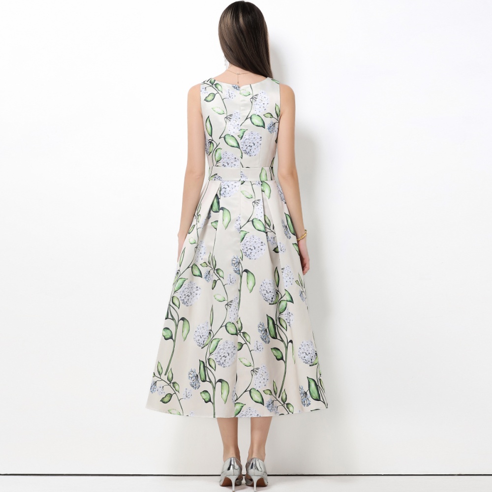 A-line clipping pinched waist stereoscopic dress