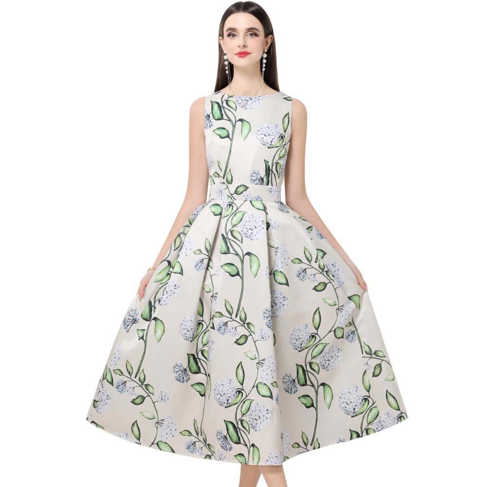 A-line clipping pinched waist stereoscopic dress