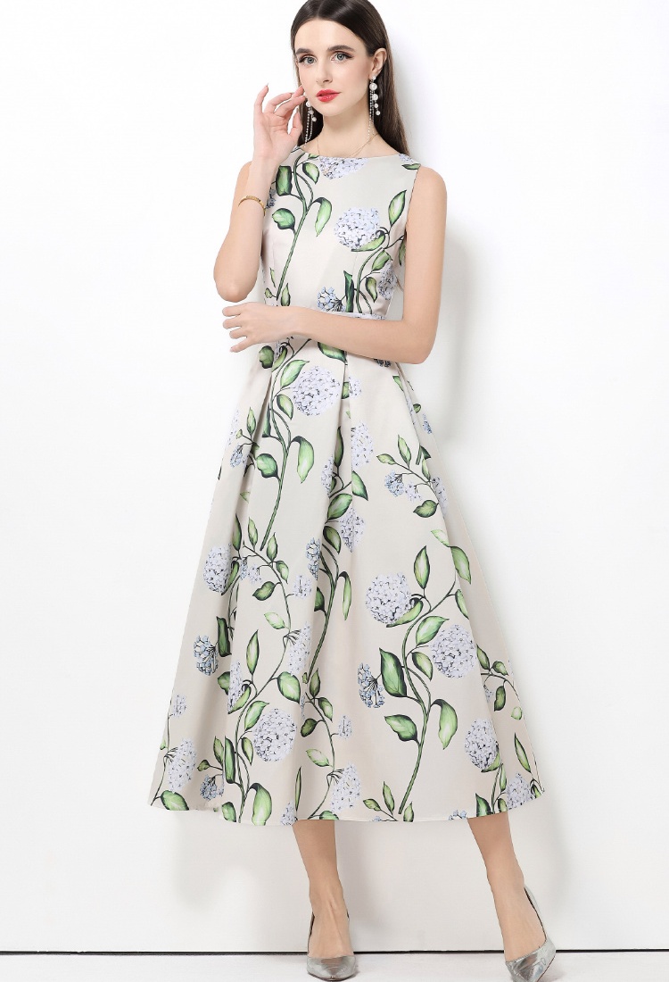 A-line clipping pinched waist stereoscopic dress