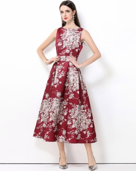 Clipping pinched waist high waist stereoscopic dress