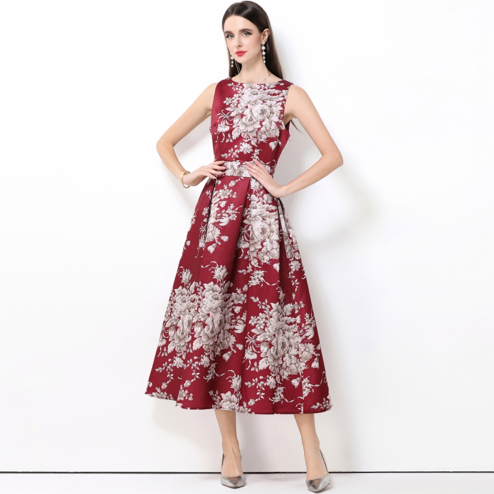 Clipping pinched waist high waist stereoscopic dress