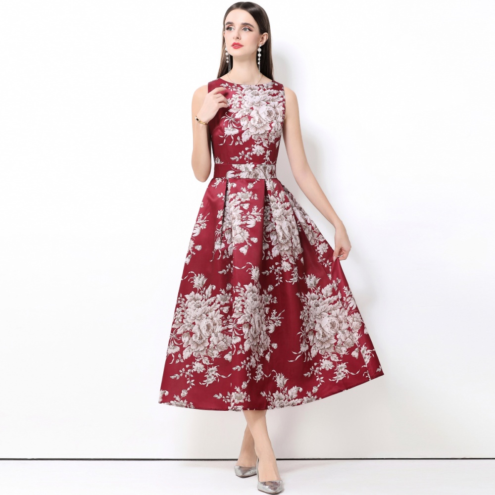 Clipping pinched waist high waist stereoscopic dress