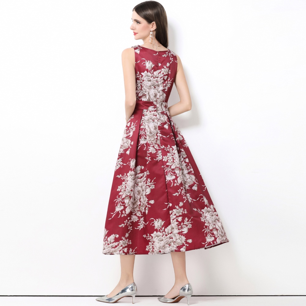 Clipping pinched waist high waist stereoscopic dress