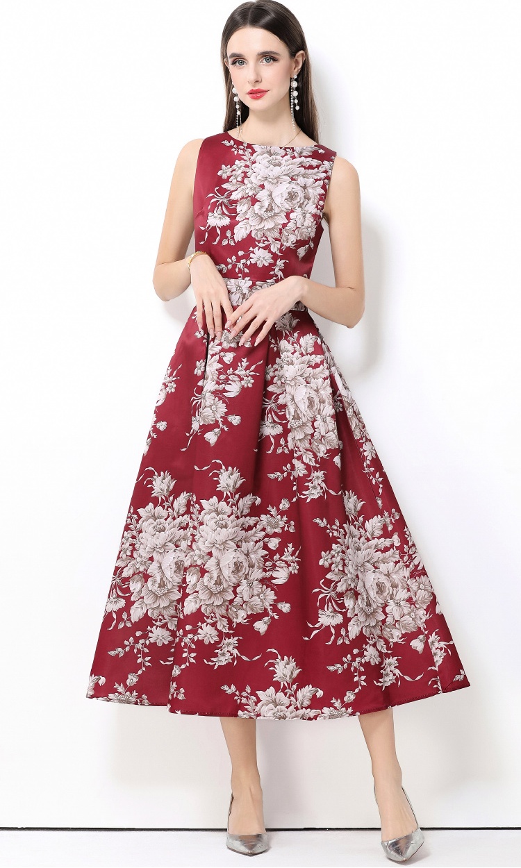 Clipping pinched waist high waist stereoscopic dress