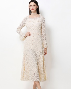 Light luxury flowers France style dress for women