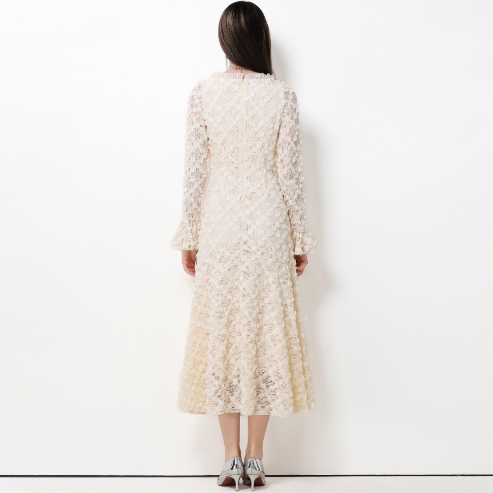 Light luxury flowers France style dress for women