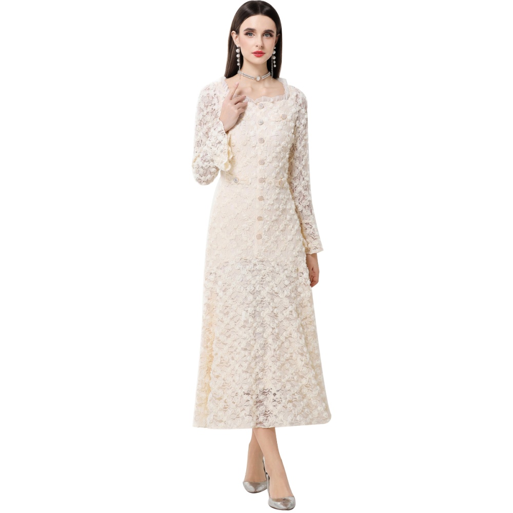 Light luxury flowers France style dress for women