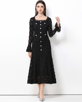 Lace light luxury flowers chanelstyle dress for women