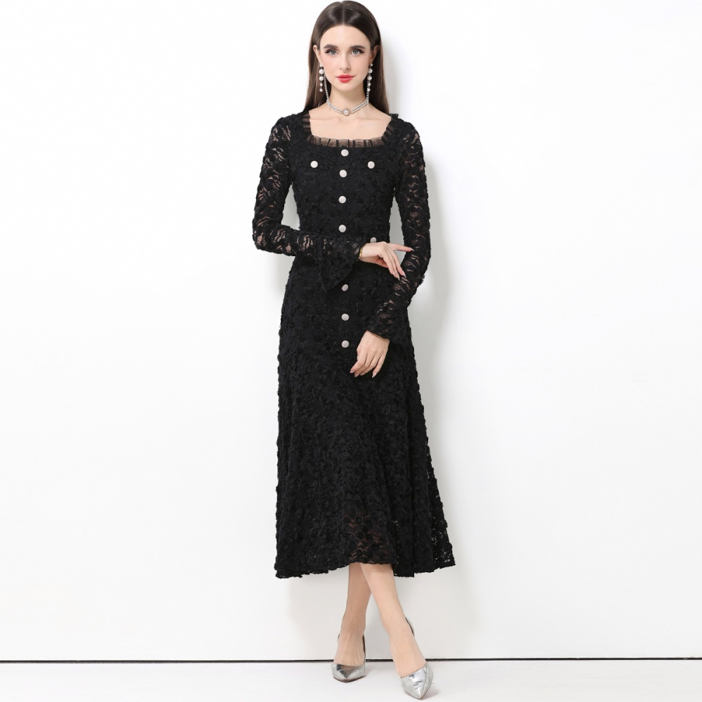 Lace light luxury flowers chanelstyle dress for women