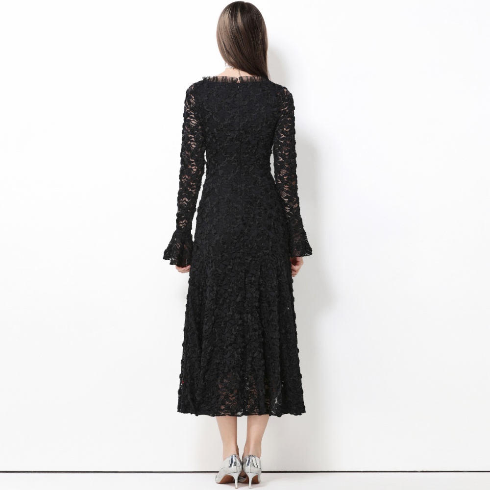 Lace light luxury flowers chanelstyle dress for women