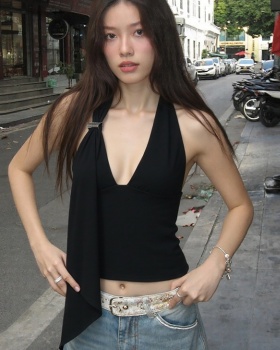 Low-cut winter sling enticement European style sexy tops