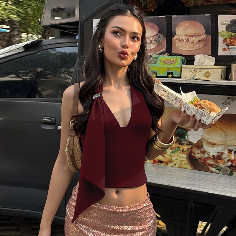 Low-cut winter sling enticement European style sexy tops