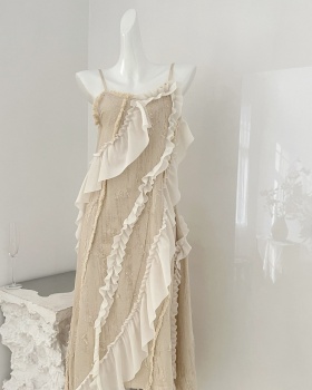 Cotton linen inside the ride splice fungus dress