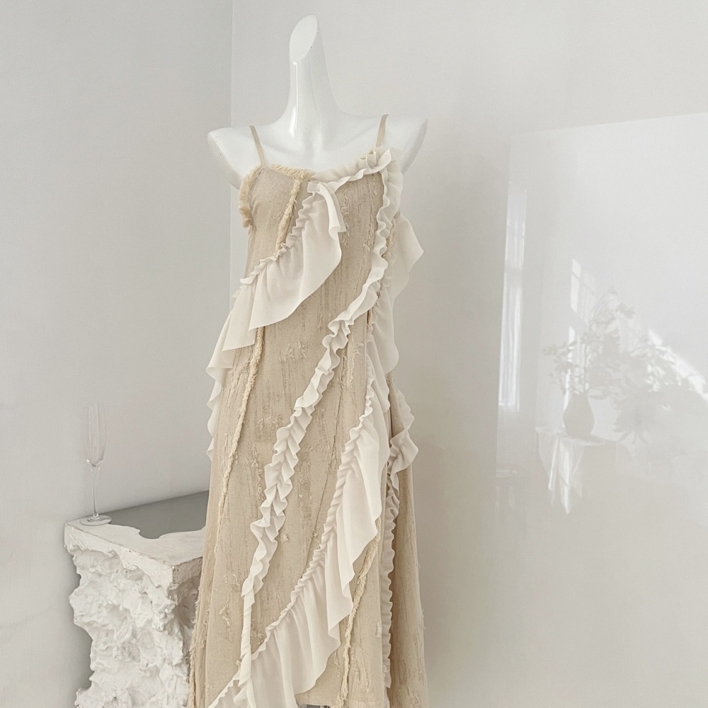 Cotton linen inside the ride splice fungus dress