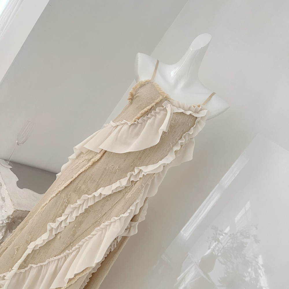 Cotton linen inside the ride splice fungus dress