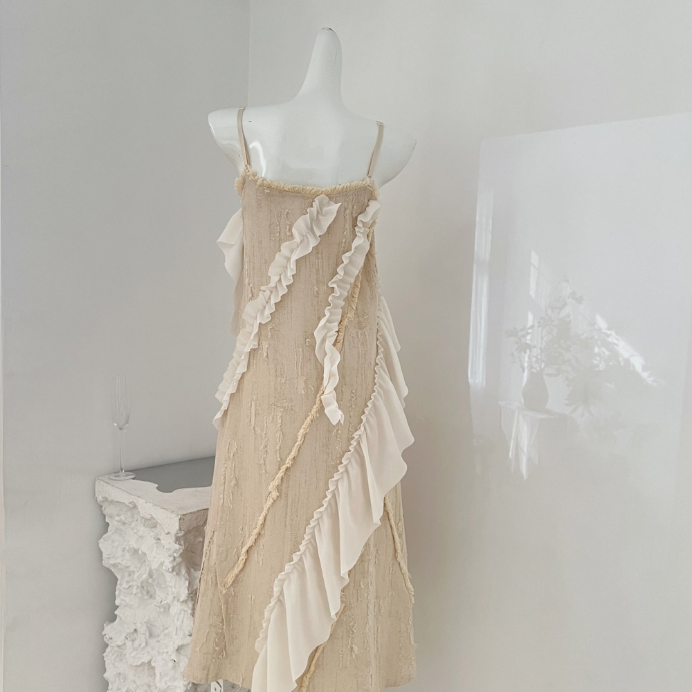 Cotton linen inside the ride splice fungus dress