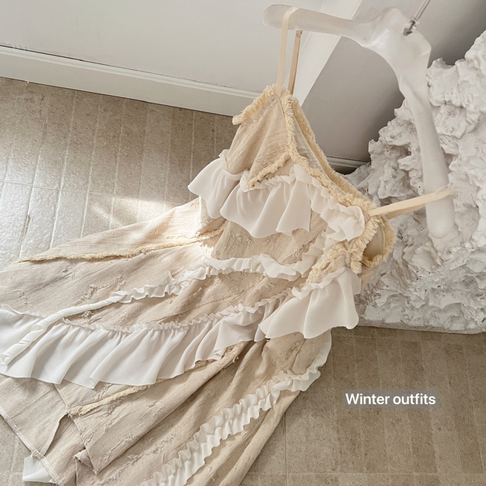 Cotton linen inside the ride splice fungus dress