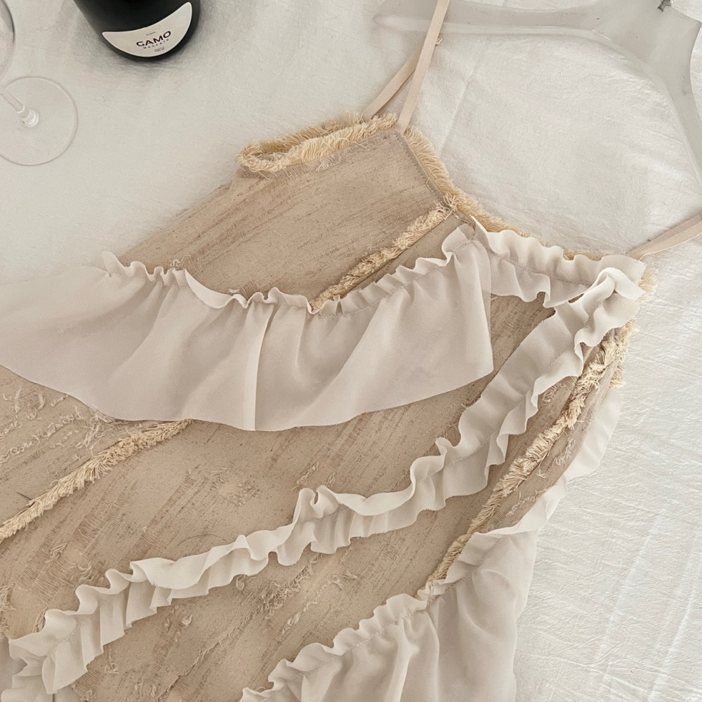 Cotton linen inside the ride splice fungus dress