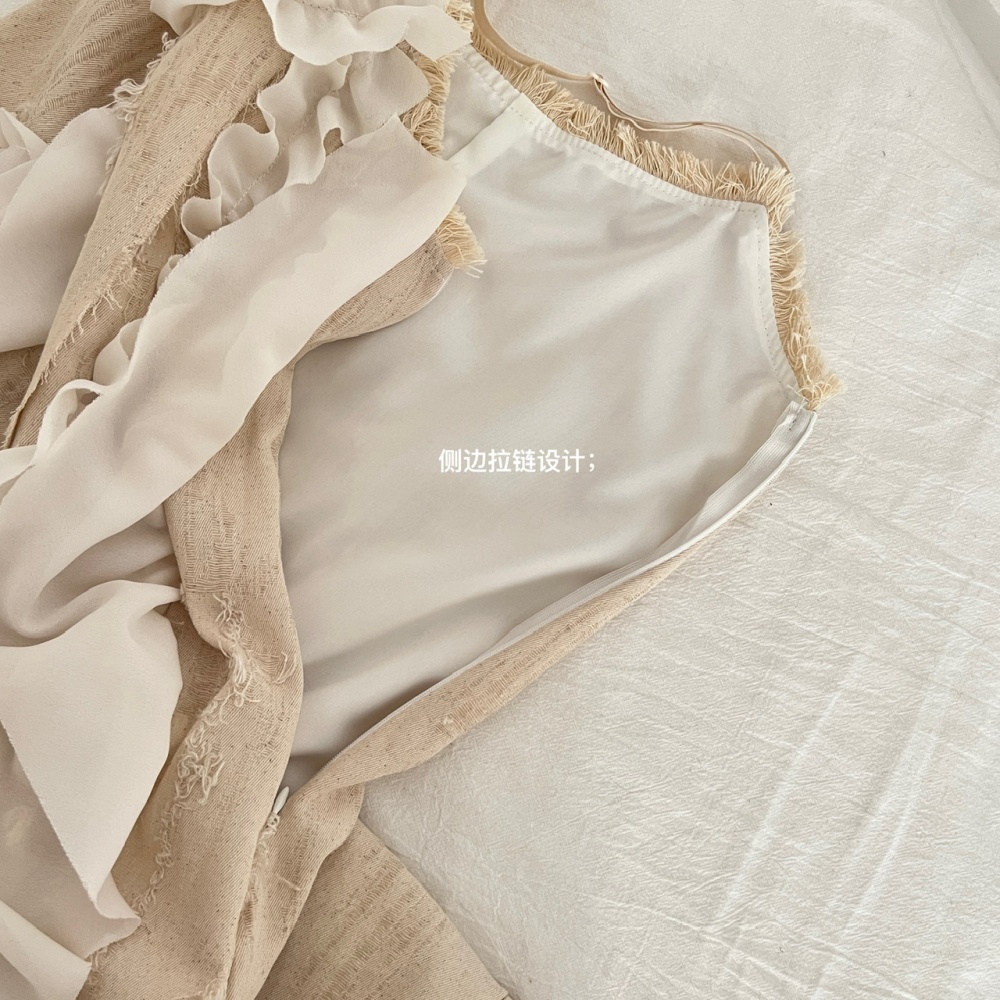 Cotton linen inside the ride splice fungus dress