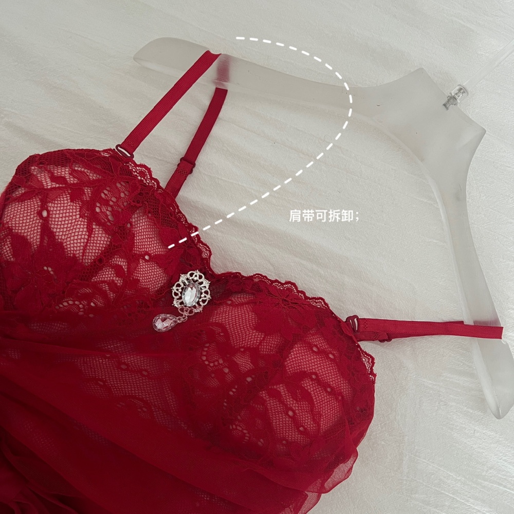 Retro christmas package hip long trailing lace dress