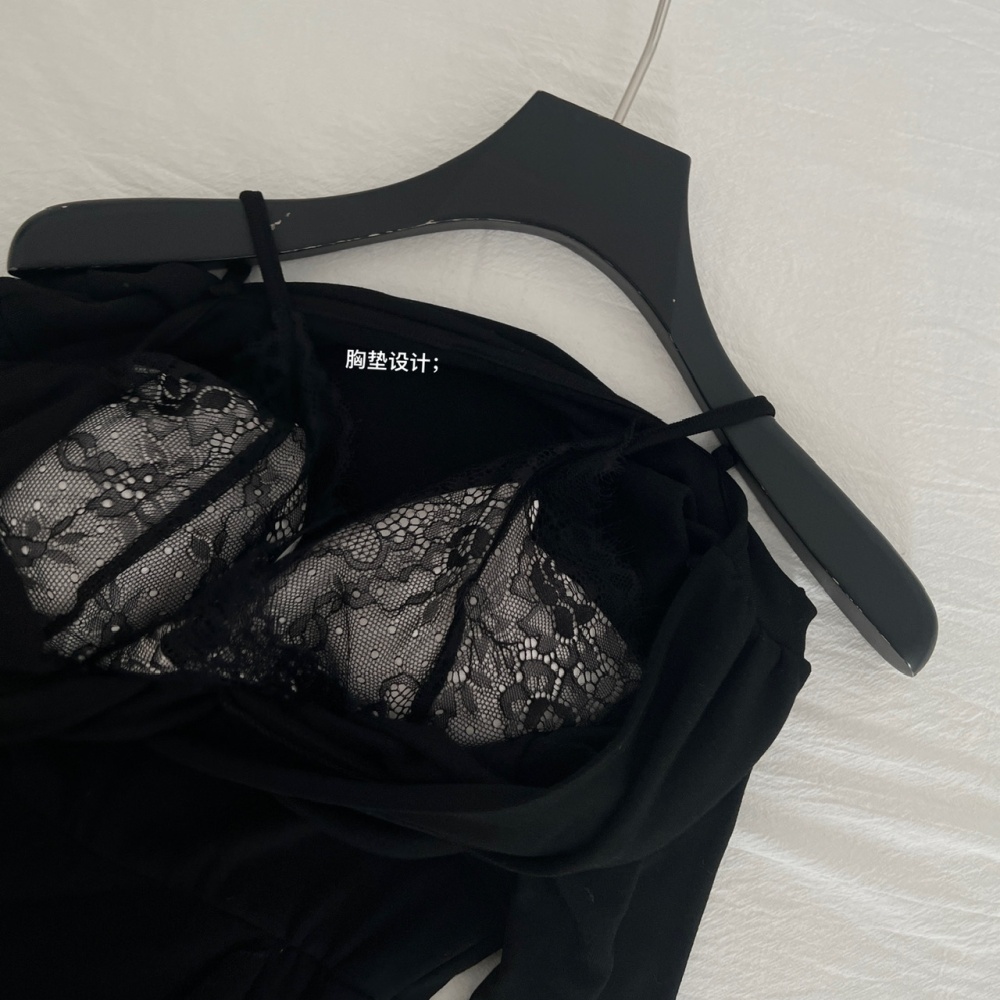 Knitted lotus leaf edges enticement dress for women