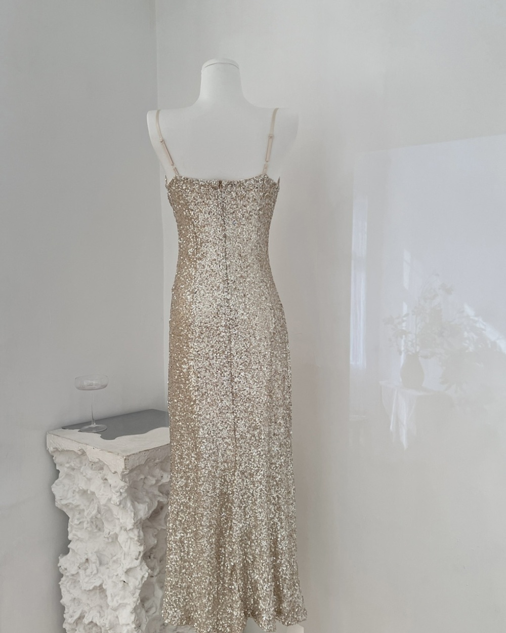 Split silver long dress sequins formal dress for women