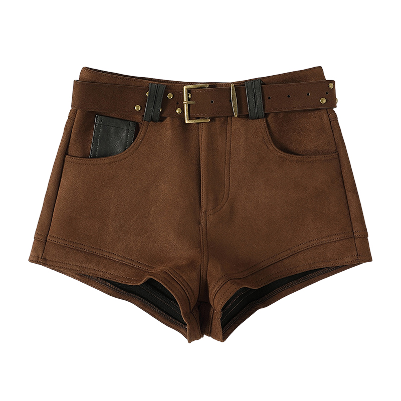 Splice spicegirl shorts PU high waist boots pants for women