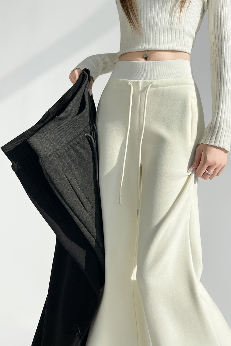 High waist sweatpants cashmere flare pants for women