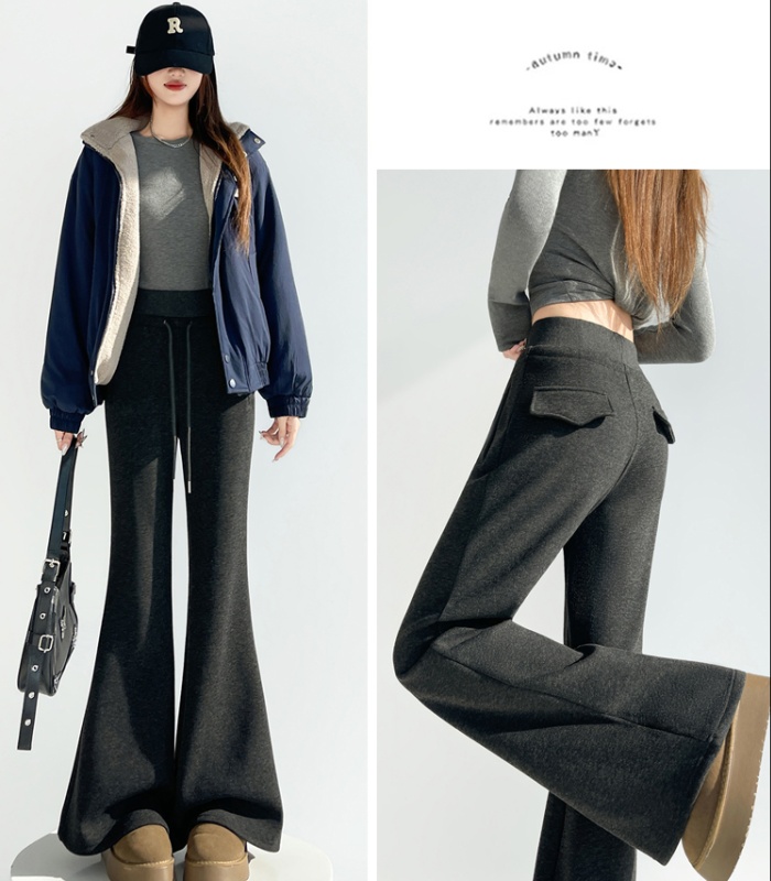 High waist sweatpants cashmere flare pants for women