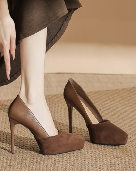 Broadcloth temperament shoes black platform for women