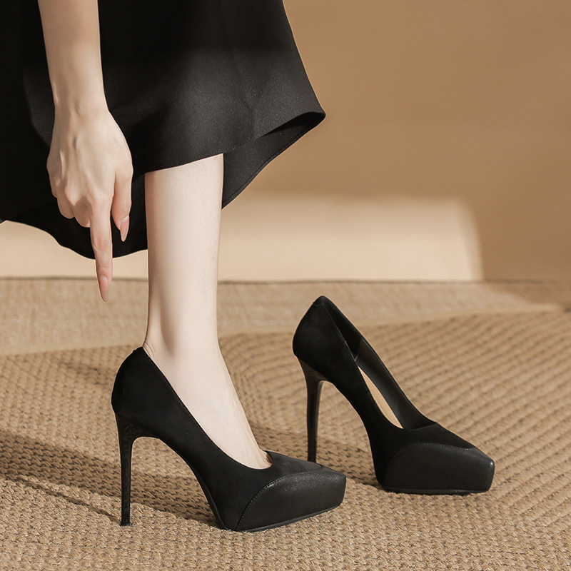 Broadcloth shoes fine-root high-heeled shoes