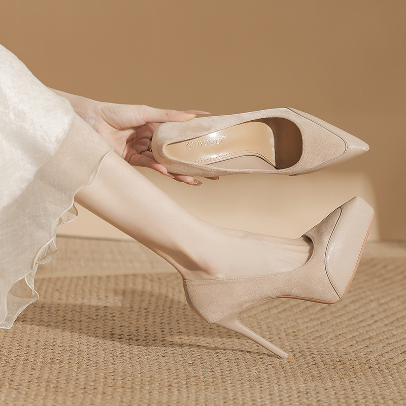 Broadcloth shoes fine-root high-heeled shoes