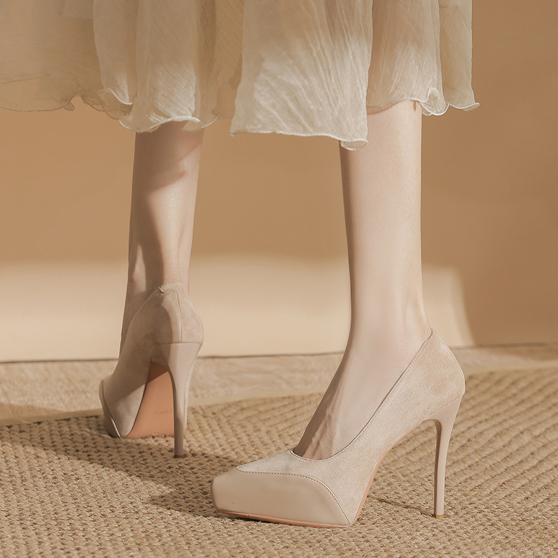 Broadcloth shoes fine-root high-heeled shoes